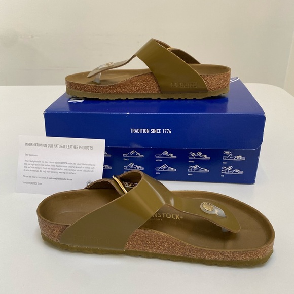Birkenstock Gizeh Big Buckle Sandal High Shine Mud Green sz 39EU/8US New in Box - Picture 4 of 7